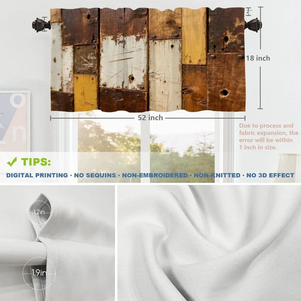Shrahala Rustic Wood Kitchen Valance, 52x18 inch, 2pcs